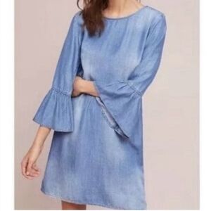 Cloth & Stone Washed Blue Chambray Open Back Tunic Dress PM